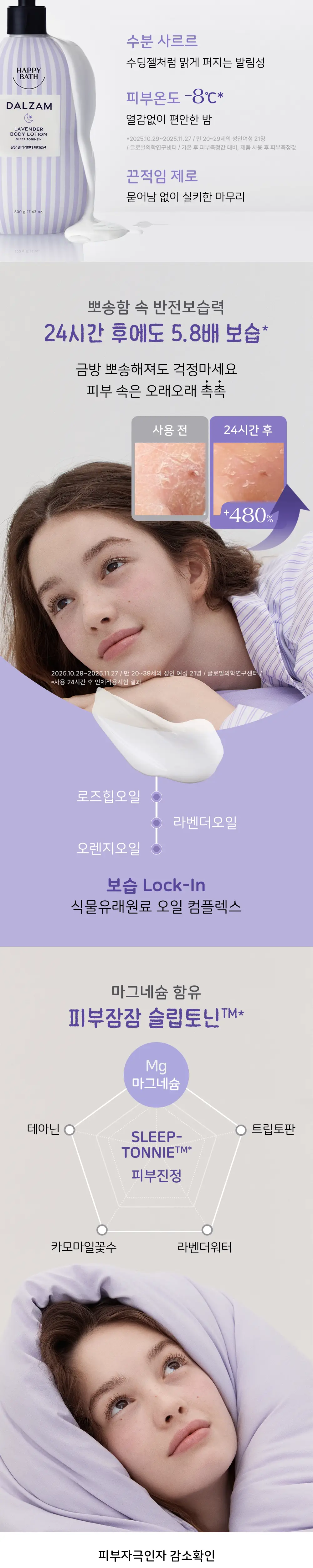 [괄사기획]해피바스 달잠 밀키라벤더 3종택1(워시/로션/미스트)(500G/500G/150ML) 상세페이지 9